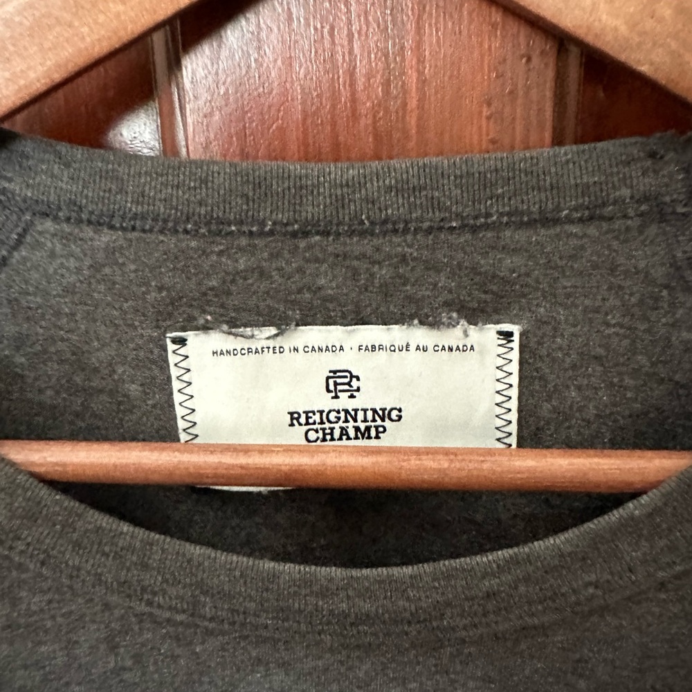 Reigning Champ Gray Short Sleeve Tee with Ribbed Collar